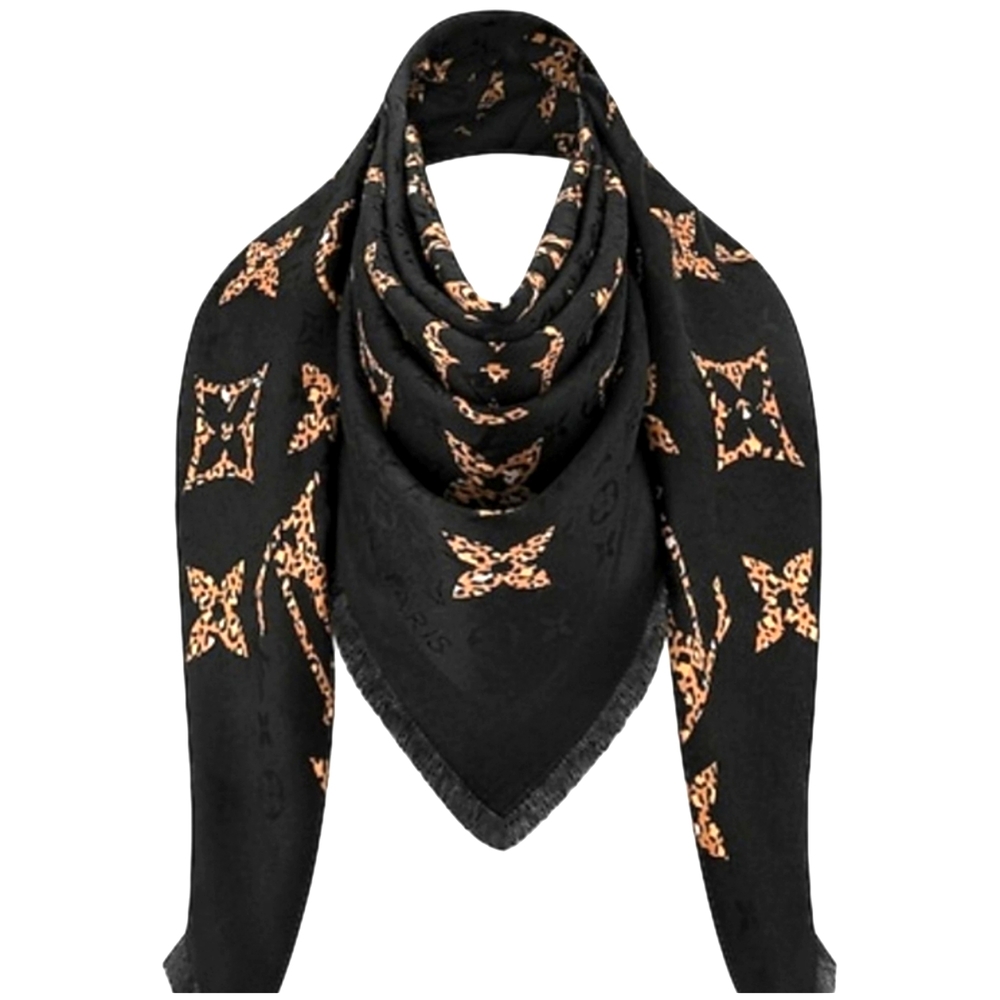 LOUIS VUITTON JUNGLE WOOL SILK SHAWL,SCARF, WRAP LIMITED EDITION, WINTER NEW